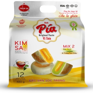 Bánh Pía Kim Sa Trứng Chảy Mix Đậu Xanh - Lá Dứa 480g/12 cái